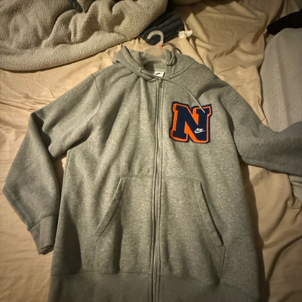 Nike Gray Kids Jacket with Orange Logo